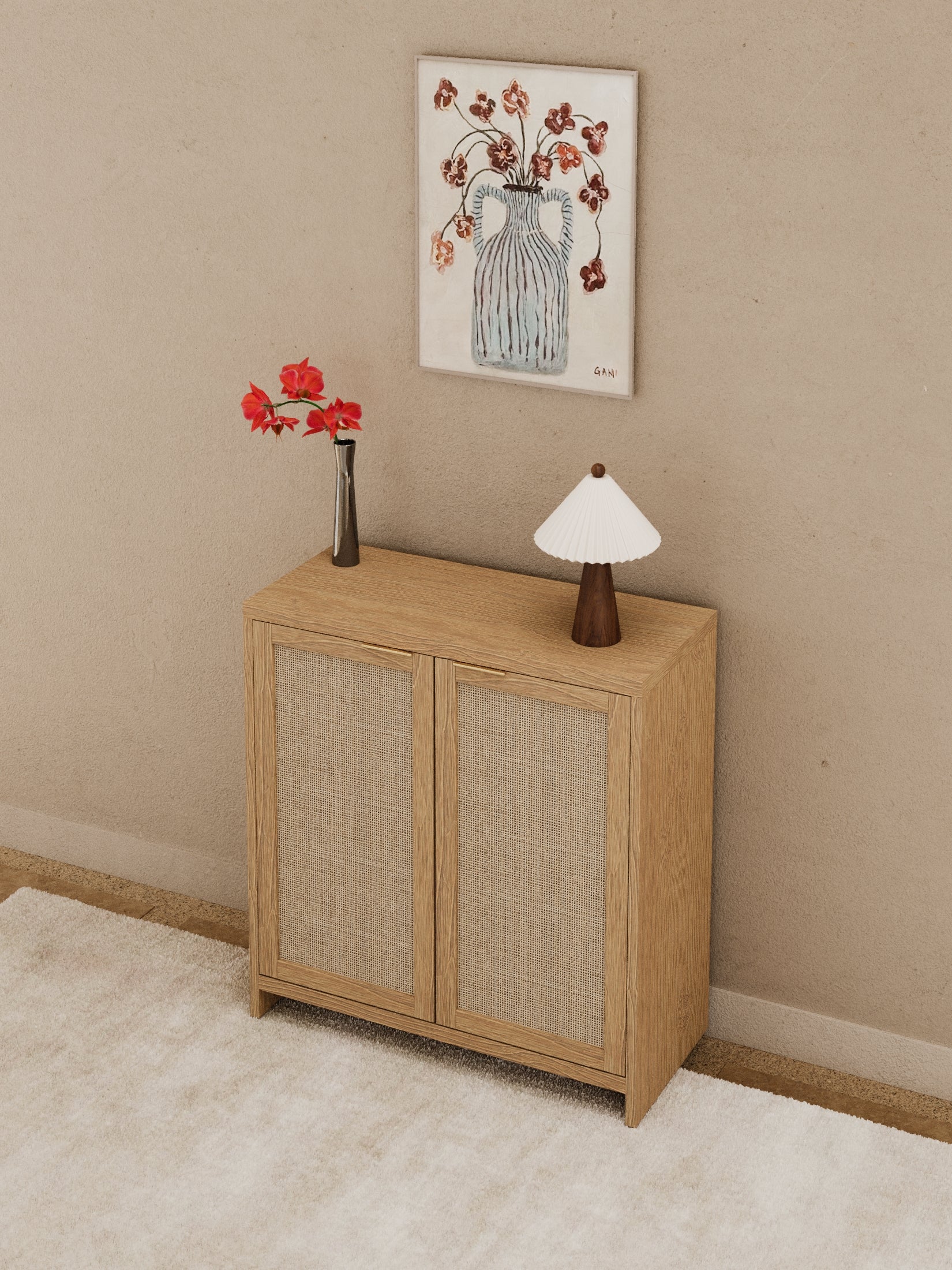 Stevie Wooden Rattan Sideboard Cabinet - Image 3