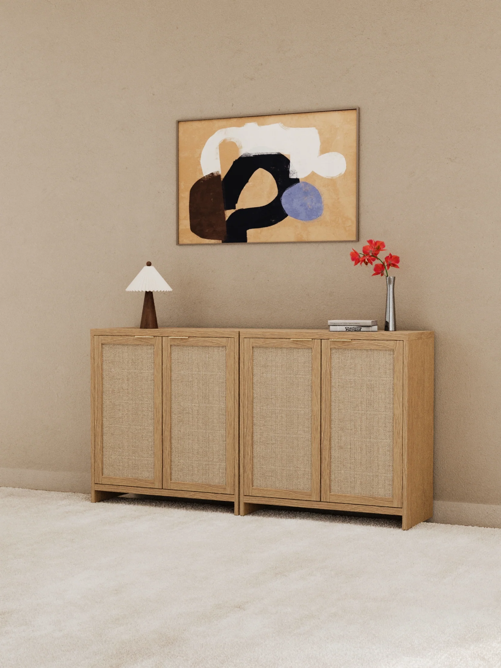 Stevie Wooden Rattan Sideboard Cabinet - Image 4