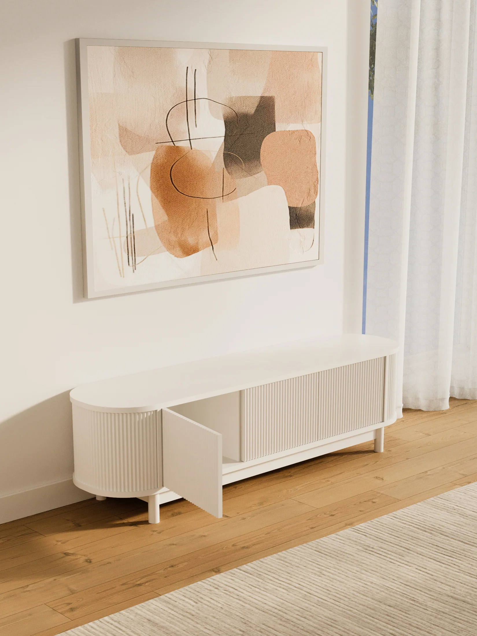 Zephyr Premium White Curved Entertainment Unit 160cm - Image 3