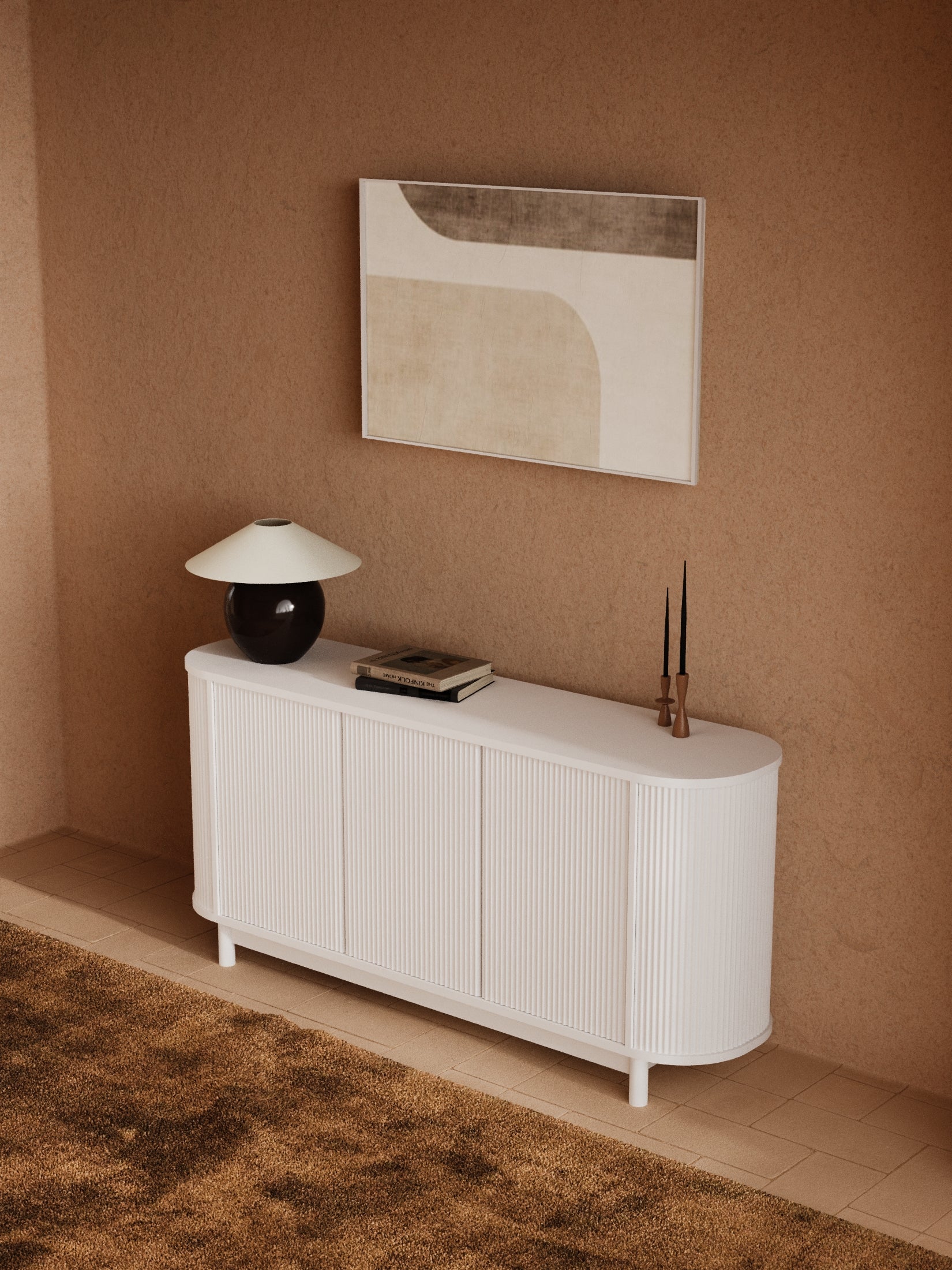 Zephyr Premium White Curved Sideboard Cabinet 160cm - Image 3